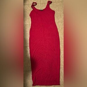 Red bodycon midi dress
